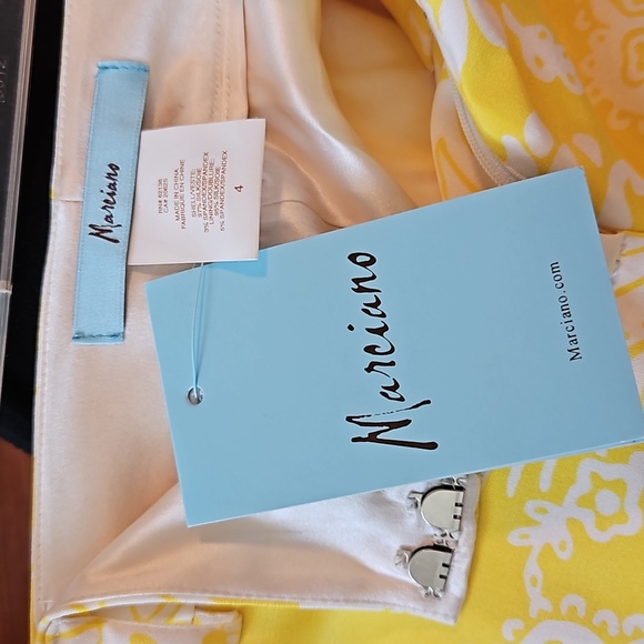 Marciano / Guess NWT Silk Shorts Sz. 4  Yellow and White Print Beautiful! - Picture 6 of 7